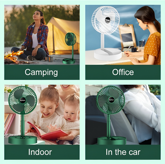 Portable Rechargeable Table Fan – Silent, Compact & Stylish