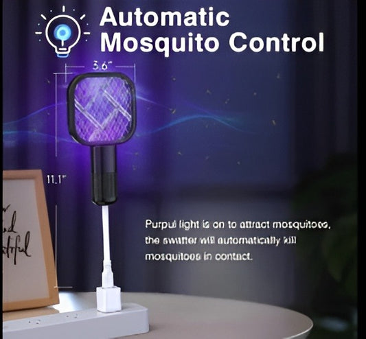 USB Mosquito Swatter Racket | High-Power Electric Bug Zapper Bat with LED Light |Safe, Portable & Efficient