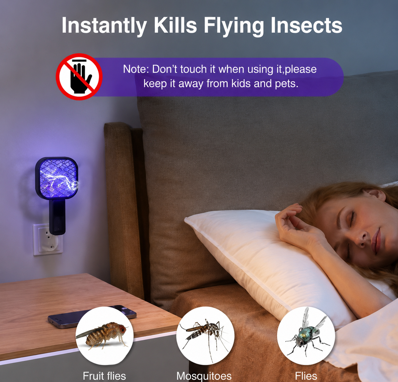 USB  Mosquito Swatter Racket | High-Power Electric Bug Zapper Bat with LED Light |Safe, Portable & Efficient