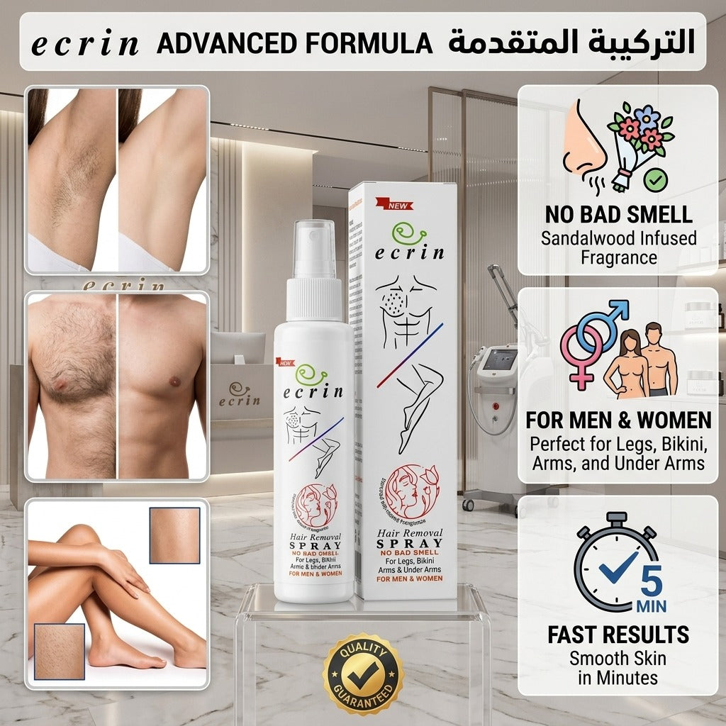 Ecrin Instant Hair Removal Spray – Fast, Painless & Smooth Hair Remover for Men & Women