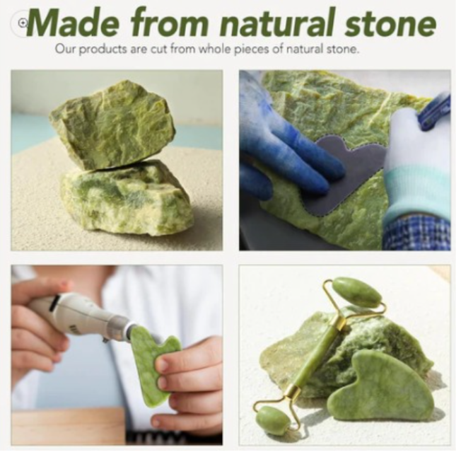 Jade Roller & Gua Sha Facial Massage Set – Reduce Puffiness & Enhance Natural glow