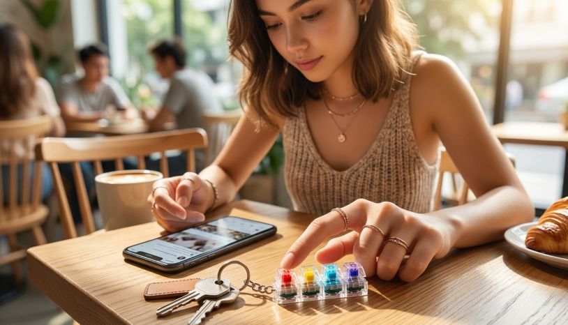 Stress Relief Keyboard Keychain | Mechanical Clicky Fidget Keychain for Everyday Carry
