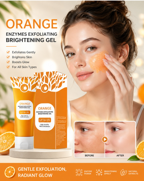 Orange Enzyme Exfoliating Gel – Deep Pore Cleansing & Dead Skin Removal Face Exfoliator