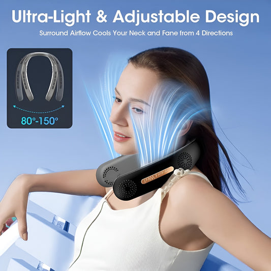 Portable Neck Fan – Hands-Free Bladeless Cooling Fan with USB Rechargeable Battery