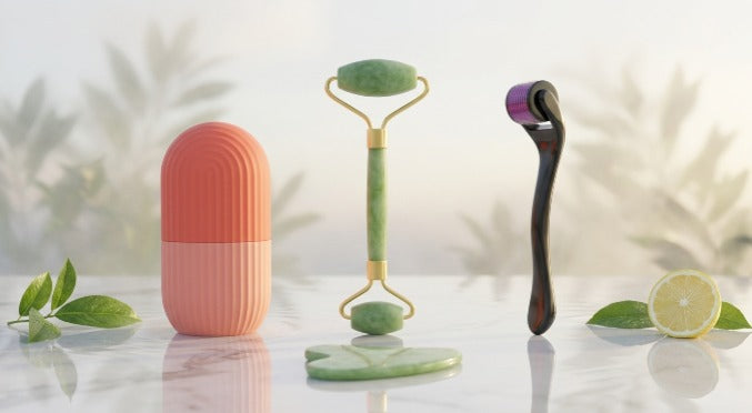 Ultimate 4-in-1 Facial Care Bundle – Derma Roller, Jade Roller, Gua Sha & Ice Roller set