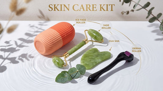 Ultimate 4-in-1 Facial Care Bundle – Derma Roller, Jade Roller, Gua Sha & Ice Roller set