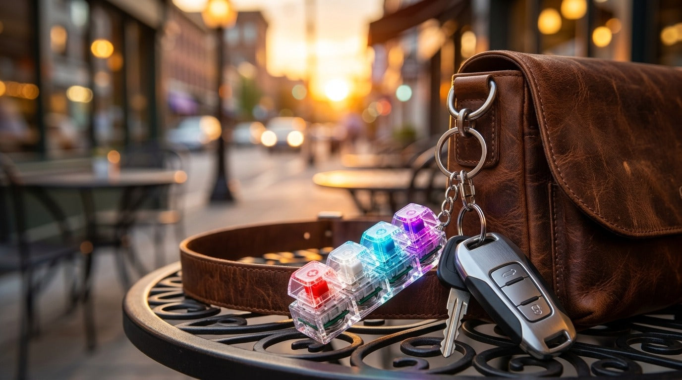 Stress Relief Keyboard Keychain | Mechanical Clicky Fidget Keychain for Everyday Carry