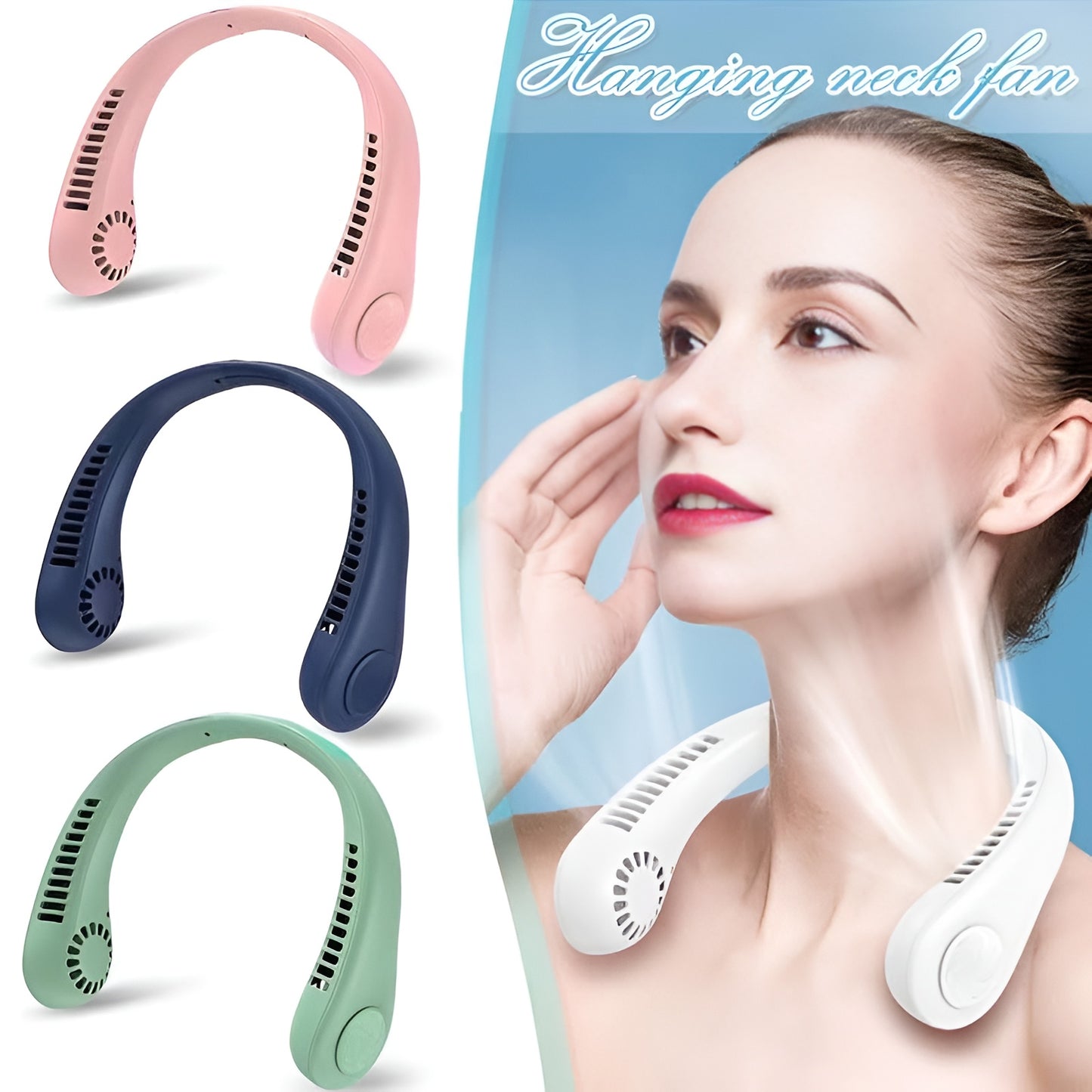 Portable Neck Fan – Hands-Free Bladeless Cooling Fan with USB Rechargeable Battery