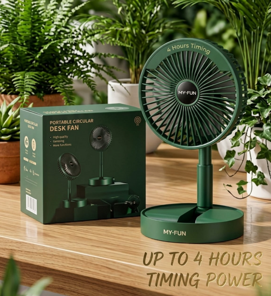 Portable Rechargeable Table Fan  – Silent, Compact & Stylish