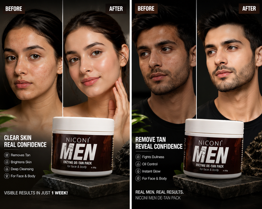Niconi Men Enzyme Detan Pack – Instant Tan Removal & Skin Brightening Body Pack